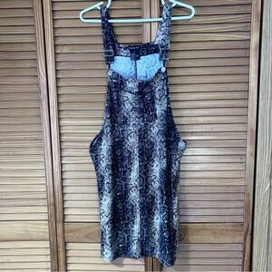 Guilty Snakeskin Print Overall Mini Dress Jumper Size Large